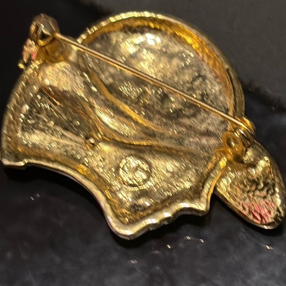 Fashion Pin Brooch Black Hat Society Lady with Rhinestones - Picture 7 of 9